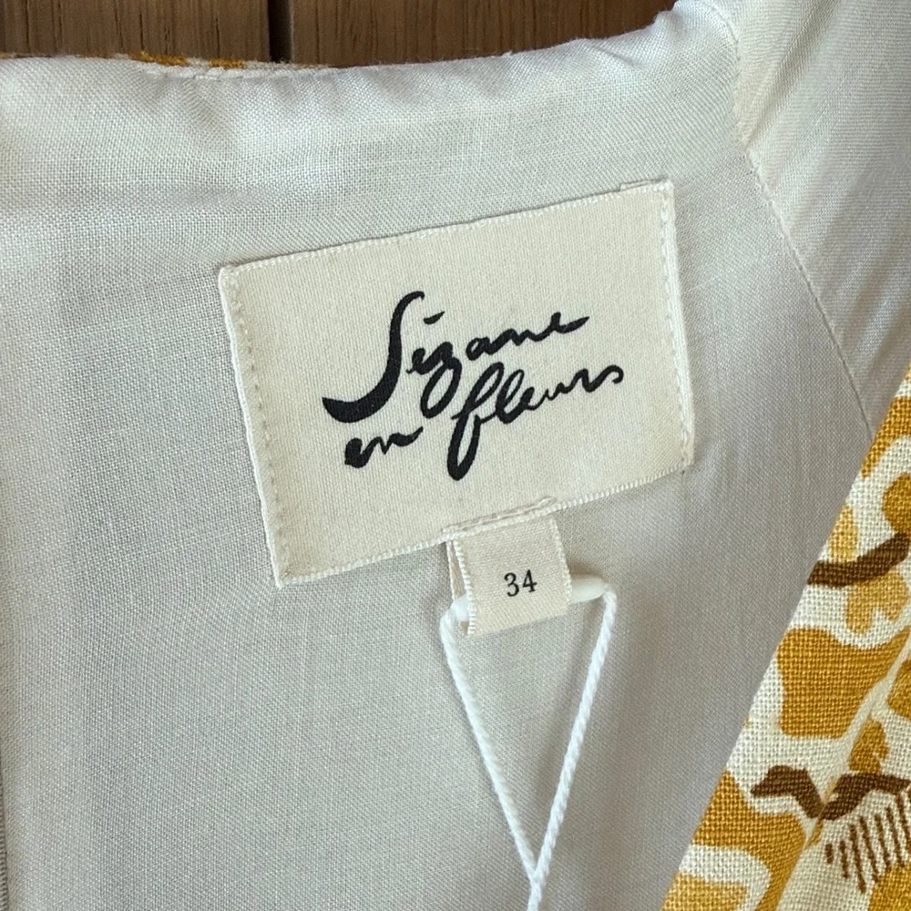 Sezane ROBE LONGUE NEOMIE ALCAZAR OCRE Yellow Floral Dress NWT SIZE 34 US 2 - Picture 6 of 16